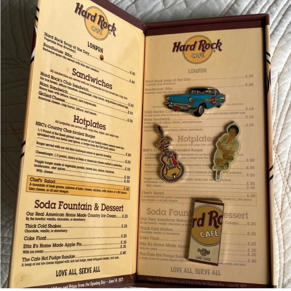 Hard Rock Cafe menu collectors item  hard to find this item! Collector's item